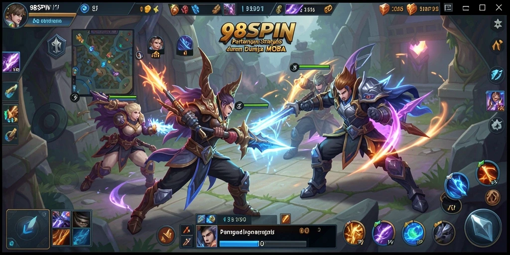 Gameplay seru dan dinamis dalam 98SPIN MOBA.