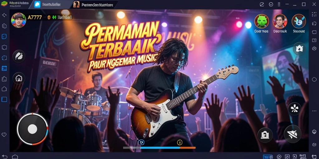 Screenshot A7777 menampilkan gameplay interaktif musik yang seru.