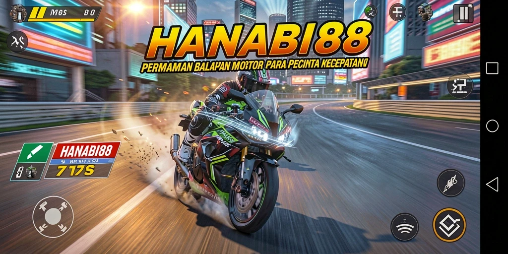 Tampilan gameplay seru dari balapan motor di HANABI88.