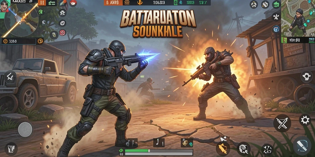 Screenshot gameplay KAKA303 menampilkan aksi seru dalam Battle Royale.