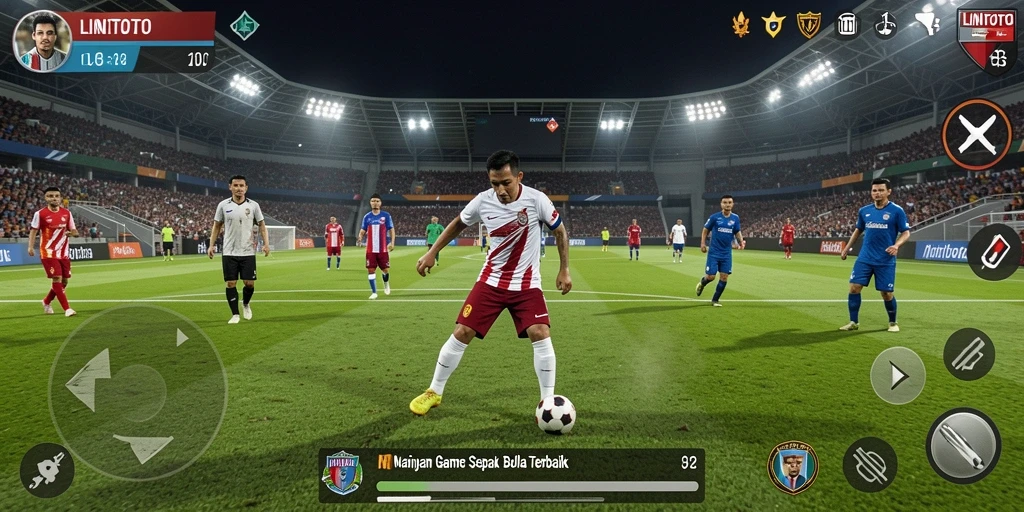 Tampilkan gameplay mendebarkan dari permainan sepak bola LINITOTO.