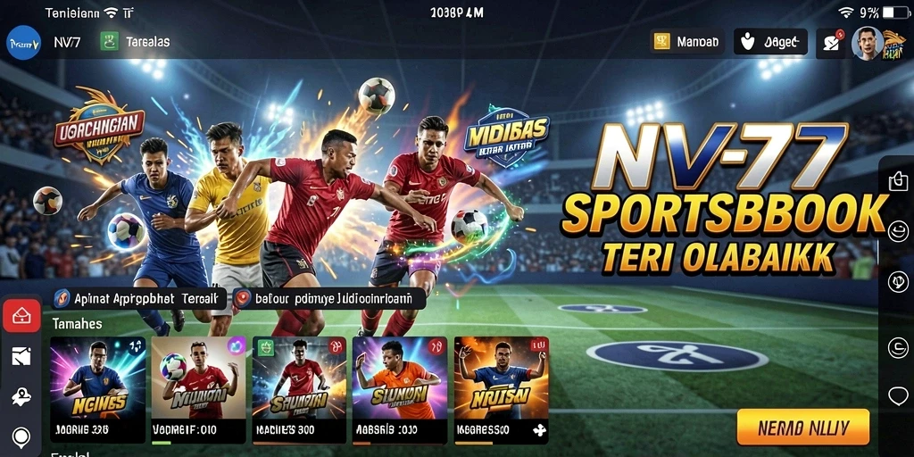 Tampilan utama NV77 dengan pilihan taruhan sportsbook yang beragam.