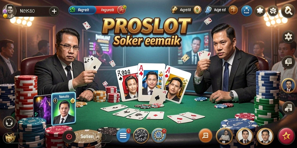Screenshot gameplay menarik dari PROSLOT yang menunjukkan suasana permainan Poker.