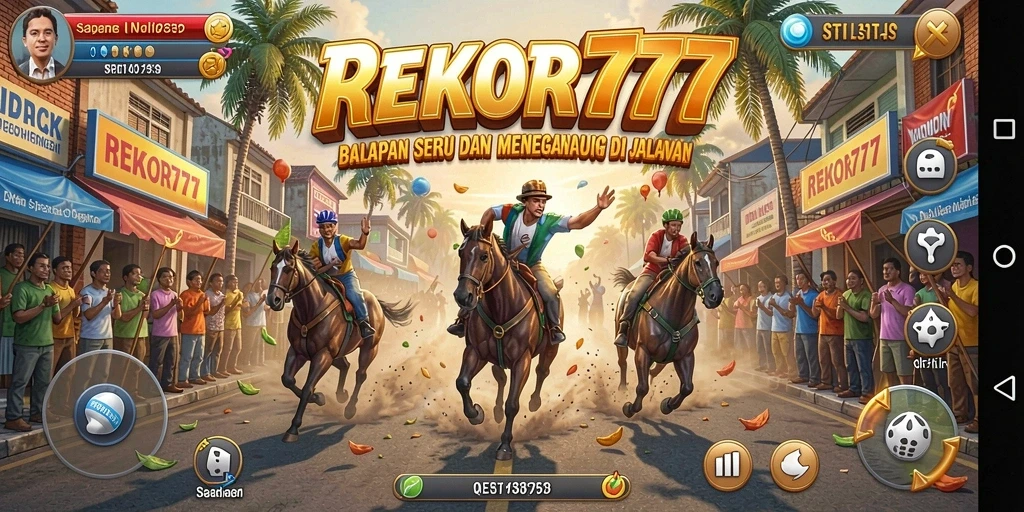 Tangkapan layar utama dari gameplay balapan yang mendebarkan di REKOR777.