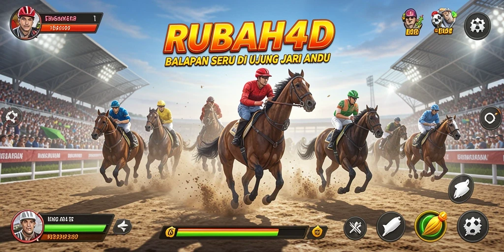Screenshot gameplay RUBAH4D menampilkan aksi balapan yang menegangkan.