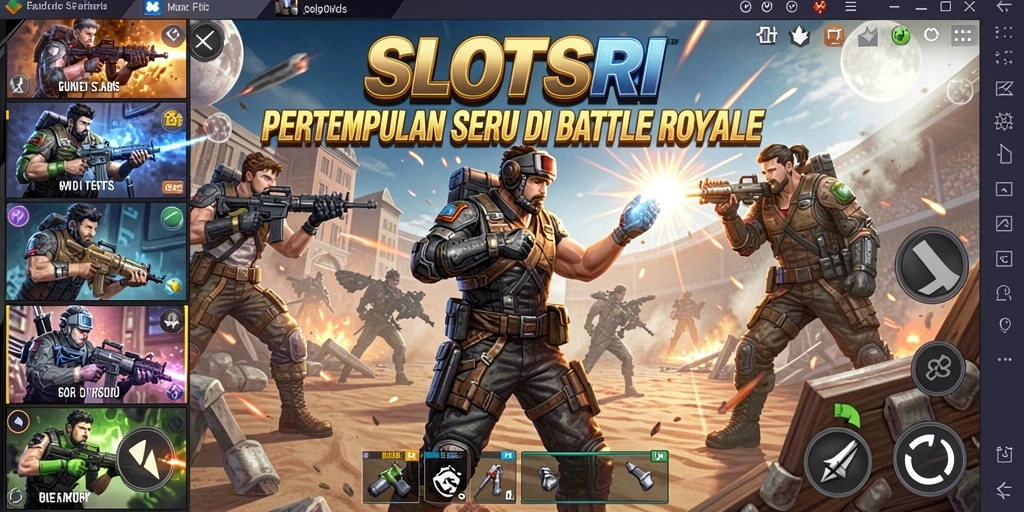 Tangkapan layar gameplay SLOTSRI yang menampilkan aksi pertempuran Battle Royale.