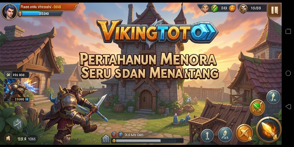 Screenshot utama VIKINGTOTO menampilkan pertarungan menara yang epik.