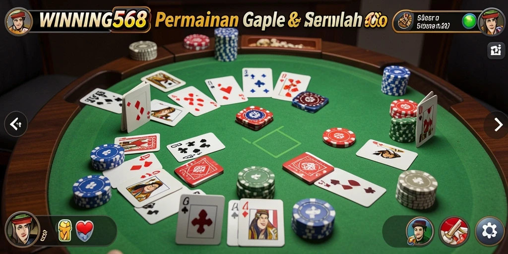 Screenshot gameplay WINNING568 menampilkan momen seru saat bermain Gaple.